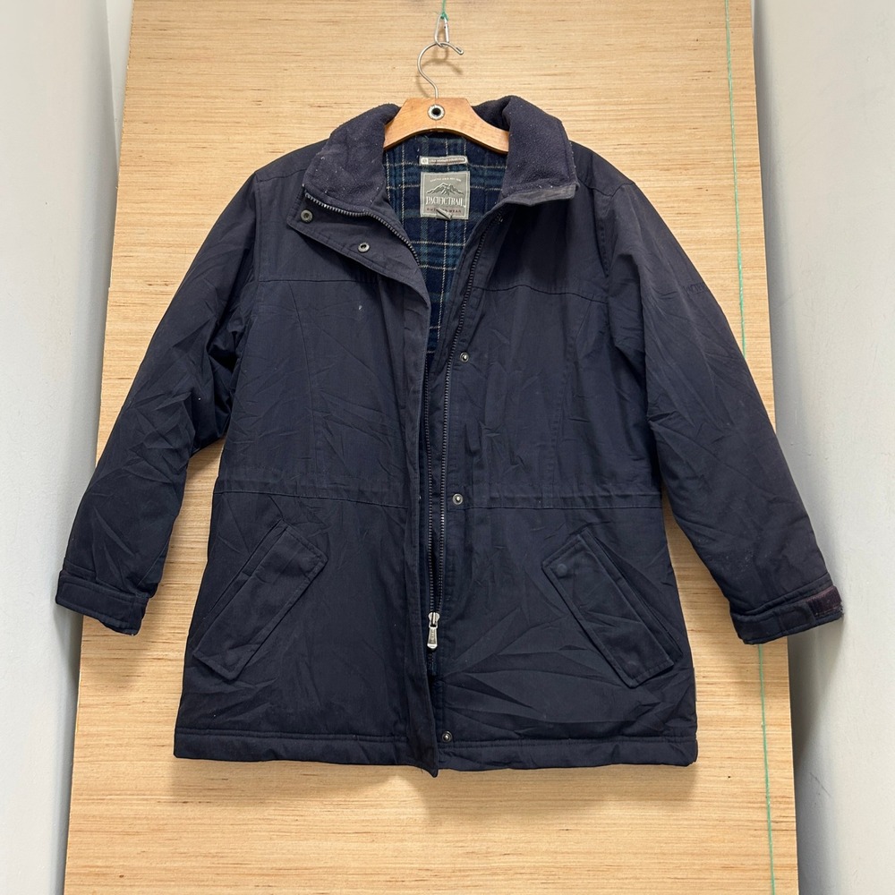 Pacific Trail Outdoor Wear Navy Blue Plaid Lined Parka Jacket Petite Small 7112